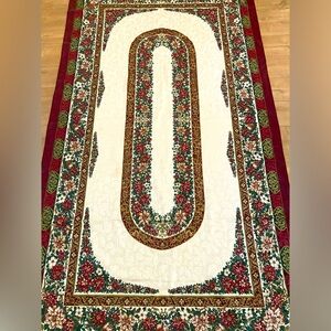 Fashion Industries Oblong Tablecloth Christmas Holiday Cotton Blend 103x59”